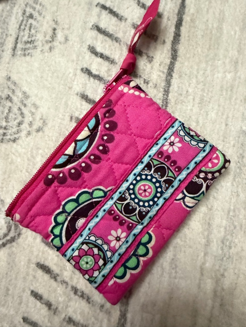 Vera Bradley Pink Quilted Floral Zip Cosmetic Pouch